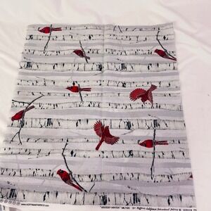 Hoffman California Woodsy Winter Cotton Fabric Cardinal Birch Tree .5yd Grey Red
